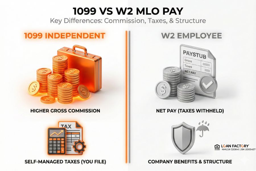 1099 vs W2 Mortgage Loan Officer Pay | Key Differences Explained